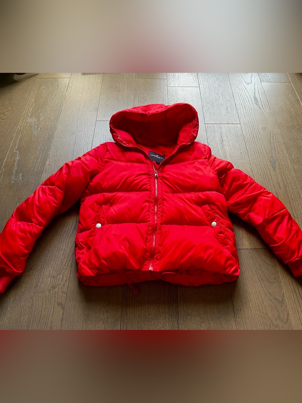 American Eagle Outfitters Women Red Hooded Puffer Jacket
